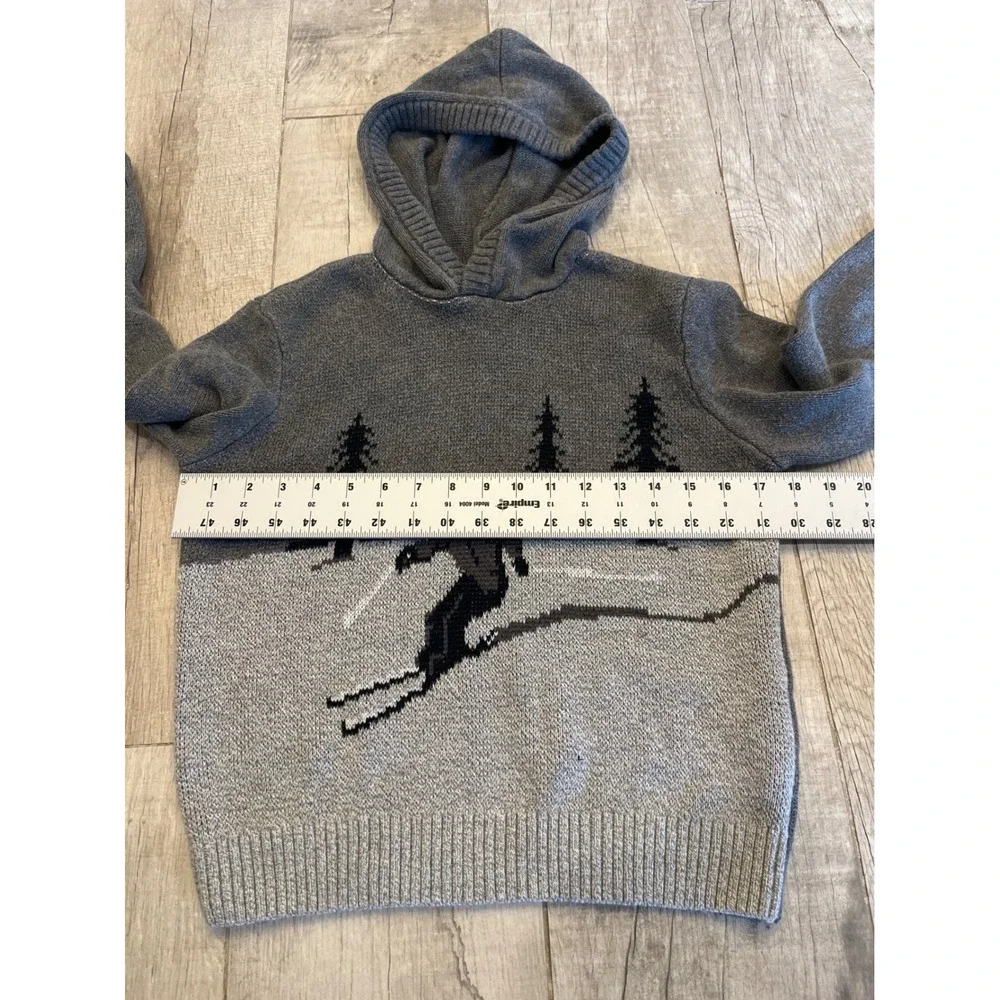 Abercrombie Kids Grey Knit Ski Graphic Hoodie Sweater‎ Boys Size 9/10 Winter